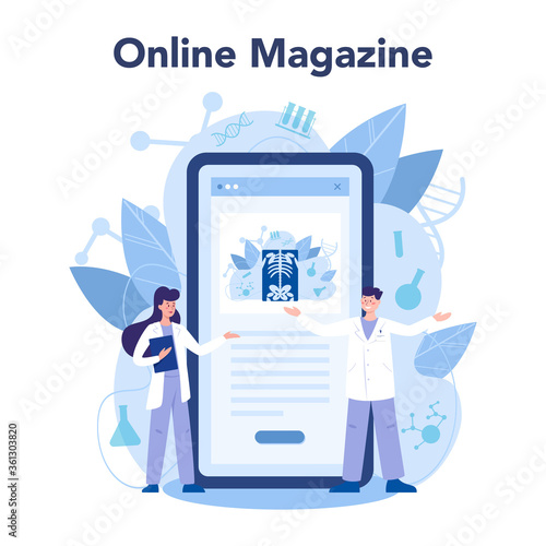 Radiologist online service or platform. Doctor examing X-ray image