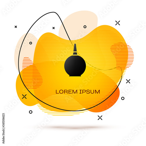 Black Enema icon isolated on white background. Enema with a plastic tip. Medical pear. Abstract banner with liquid shapes. Vector Illustration.