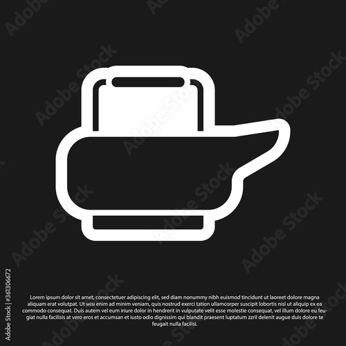 Black Bedpan icon isolated on black background. Toilet for bedridden patients. Vector Illustration.