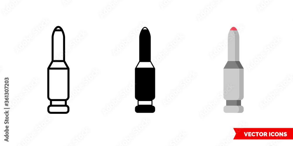 Obraz premium Bullet icon of 3 types. Isolated vector sign symbol.