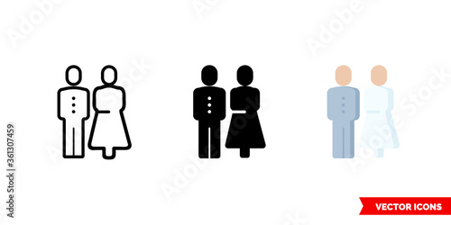Newlyweds icon of 3 types. Isolated vector sign symbol.