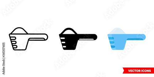 Washing powder icon of 3 types. Isolated vector sign symbol.