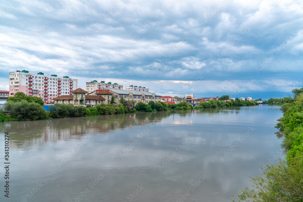 Obraz premium River Rioni in little town of Poti, landscape