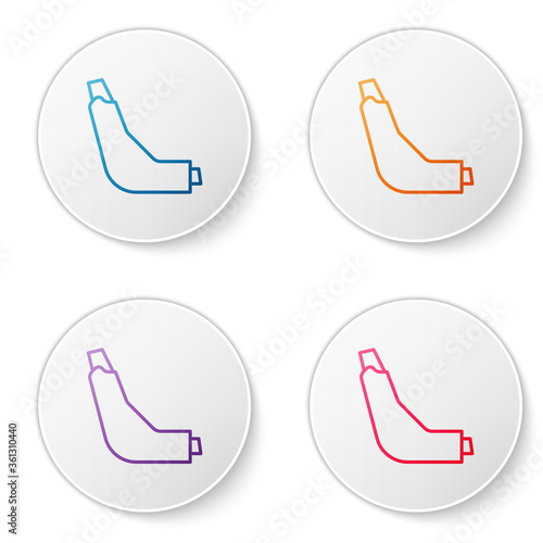 Color line Inhaler icon isolated on white background. Breather for cough relief, inhalation, allergic patient. Set icons in circle buttons. Vector Illustration.