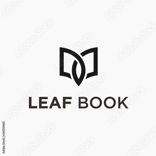 book leaf logo design vector silhouette illustration