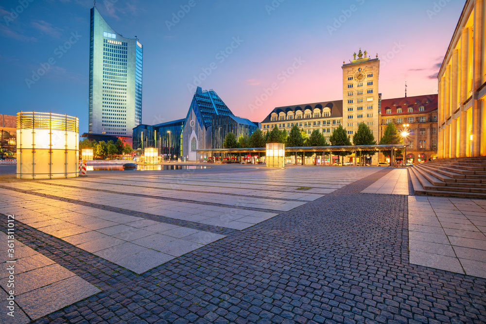Leipzig, Germany. Cityscape image of Leipzig downtown during sunset.