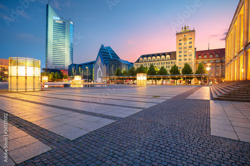 Leipzig, Germany. Cityscape image of Leipzig downtown during sunset.
