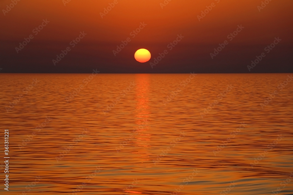 Beautiful sunset over the sea in southern Dalmatia, Croatia.