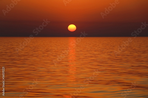 Beautiful sunset over the sea in southern Dalmatia  Croatia.