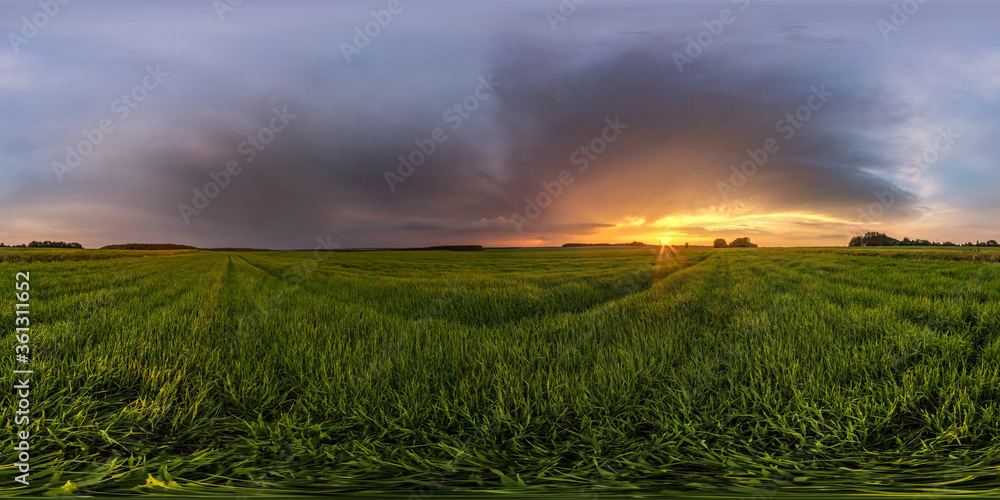 full spherical hdr panorama 360 degrees angle view among fields in summer evening sunset with beautiful clouds before storm in equirectangular projection, ready for VR AR virtual reality full spherical hdr panorama 360 degrees angle view among fields in summer evening sunset with beautiful clouds before storm in equirectangular projection, ready for VR AR virtual reality