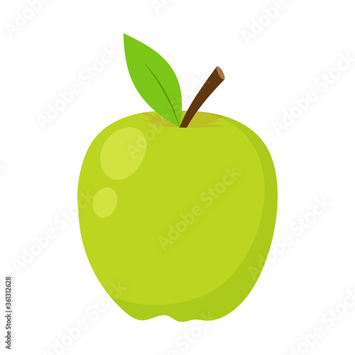 green apple isolated on white, vector illustration
