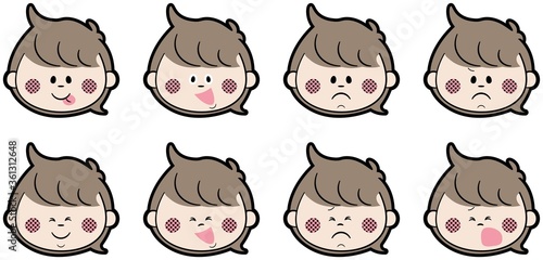 いろいろな表情のステッカー風ベクター画像
