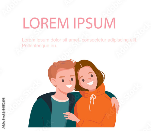 Young happy couple hugging. Loving couple portrait.