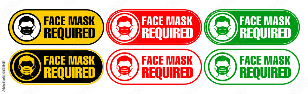 Face mask required sign. Horizontal warning signage for restaurant ...