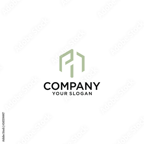 PM letters initial logo design vector