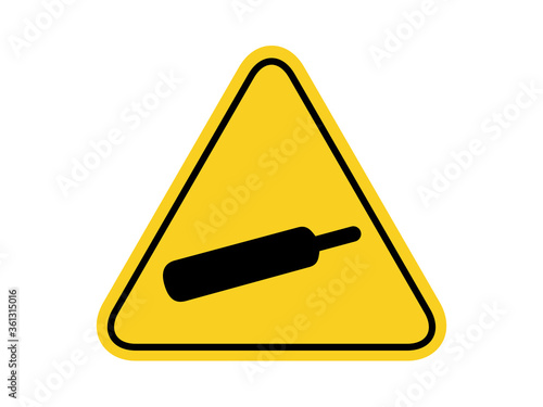 isolated gases stored under pressure, common hazards symbols on yellow round triangle board warning sign for icon, label, logo or package industry etc. flat style vector design. 