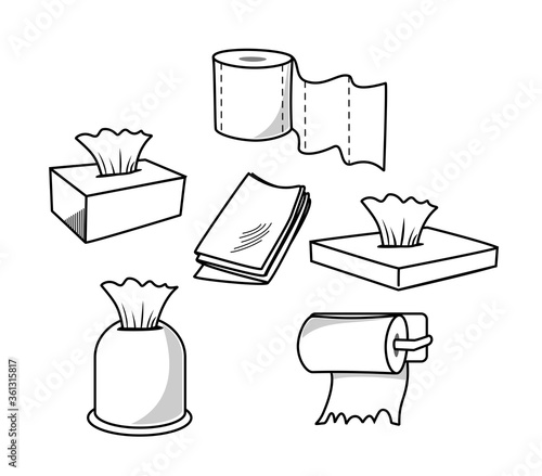 tissue paper box set hand drawn vector