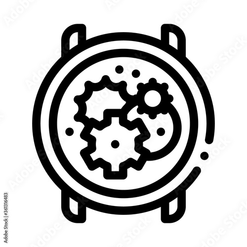 watch mechanism gears icon vector. watch mechanism gears sign. isolated contour symbol illustration