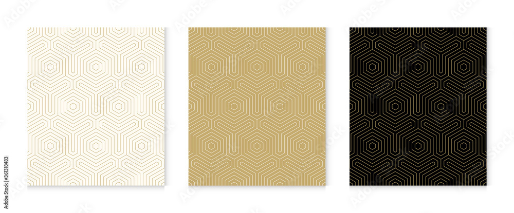 Fototapeta premium Background pattern seamless geometric line abstract gold luxury color vector. Christmas background.