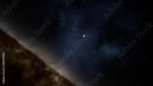 Universe filled with stars. Cosmic landscape  beautiful science fiction wallpaper with endless deep space. 3D render