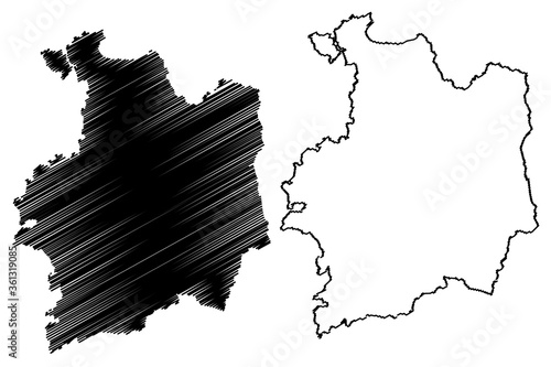 Ille-et-Vilaine Department (France, French Republic, Brittany or Bretagne region) map vector illustration, scribble sketch Ille et Vilaine map