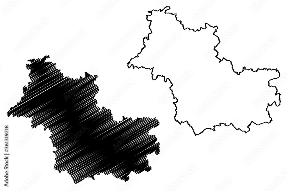 Loir-et-Cher Department (France, French Republic, Centre-Val de Loire region) map vector illustration, scribble sketch Loir et Cher map