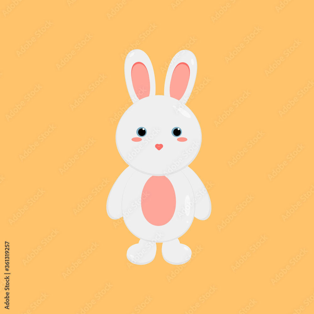 This is a cute cartoon bunny isolated on light background. Vector illustration in flat style. This is a cute cartoon bunny isolated on light background. Vector illustration in flat style.