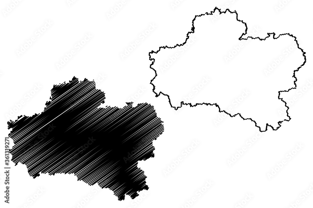 Loiret Department (France, French Republic, Centre-Val de Loire region) map vector illustration, scribble sketch Loiret map