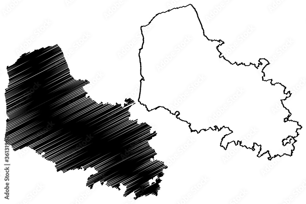 Pas-de-Calais Department (France, French Republic, Hauts-de-France region) map vector illustration, scribble sketch Pas de Calais map