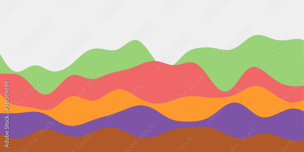 Abstract multicolored hills background. Colorful waves appealing vector illustration.