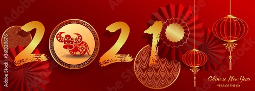 Happy new year 2021 / Chinese new year / Year of the ox / Zodiac sign for greetings card, invitation, posters, brochure, calendar, flyers, banners.