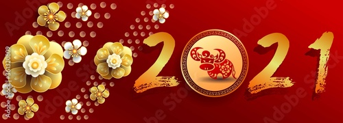 Happy new year 2021 / Chinese new year / Year of the ox / Zodiac sign for greetings card, invitation, posters, brochure, calendar, flyers, banners.