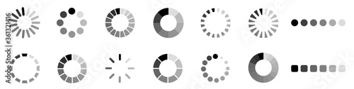 Loading icon design set.Collection of loading icons.Progress bar loading icon.Loading for site design.Loading bar. Vector illustration