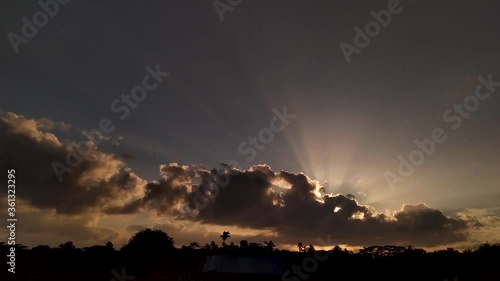 Sunny Golden Cloudy Timelapse over the tree line