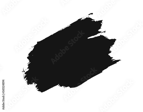 Brush stroke swatch isolated on transparent background. Vector black ink brushstroke pattern. Smudge paint texture element