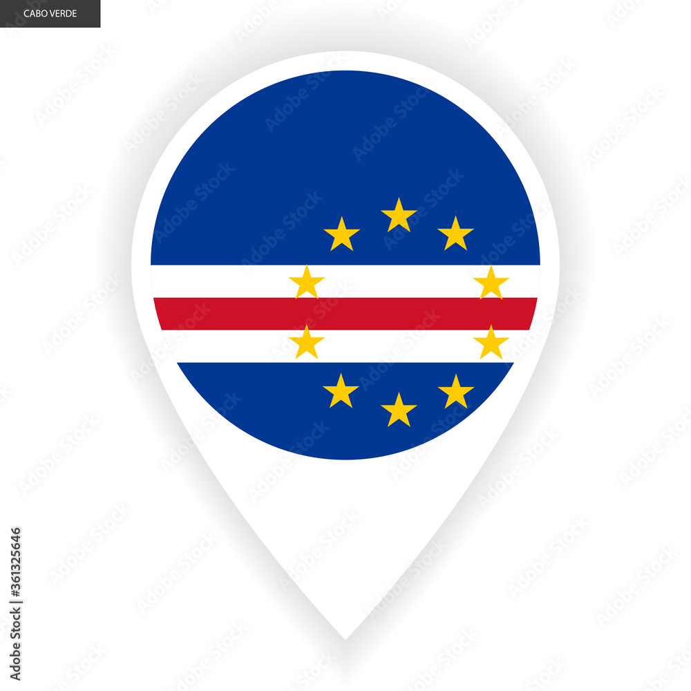 Cape Verde marker flag icon with shadow on white background. Cabo Verde pin icon isolated on white background. Cape Verde marker flag icon with shadow on white background. Cabo Verde pin icon isolated on white background.