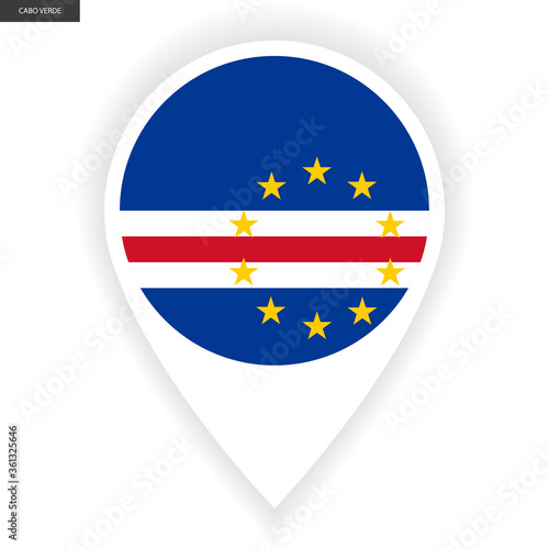 Free Download Cape Verde marker flag icon with shadow on white background. Cabo Verde  pin icon isolated on white background. - GFXLoad