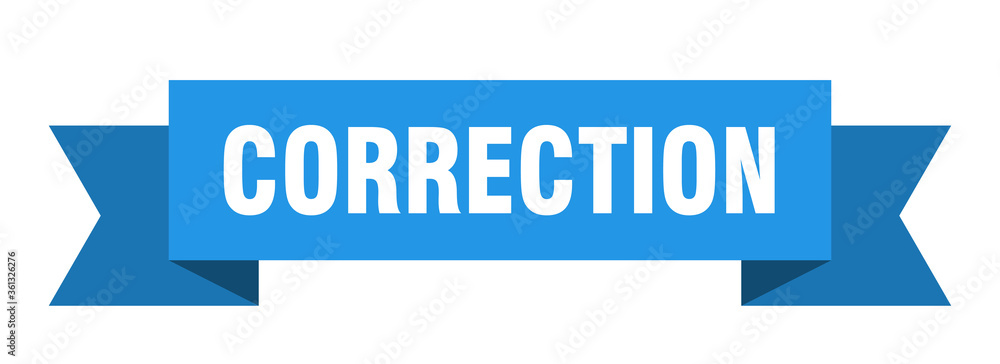 correction ribbon. correction isolated band sign. correction banner