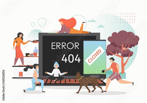Digital detox concept vector flat style design illustration