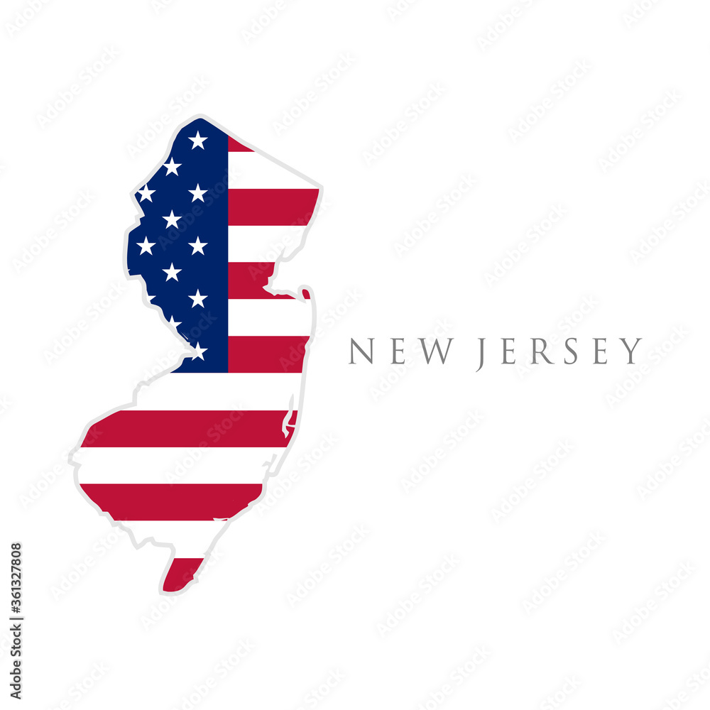Shape of New Jersey state map with American flag. vector illustration. can use for united states of America indepenence day, nationalism, and patriotism illustration. USA flag design Shape of New Jersey state map with American flag. vector illustration. can use for united states of America indepenence day, nationalism, and patriotism illustration. USA flag design
