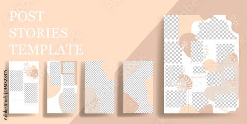 Design backgrounds for social media banner. Set of instagram stories and post frame templates.Vector cover. Mock up for personal blog or shop.Layout for promotion.Endless square puzzle layout