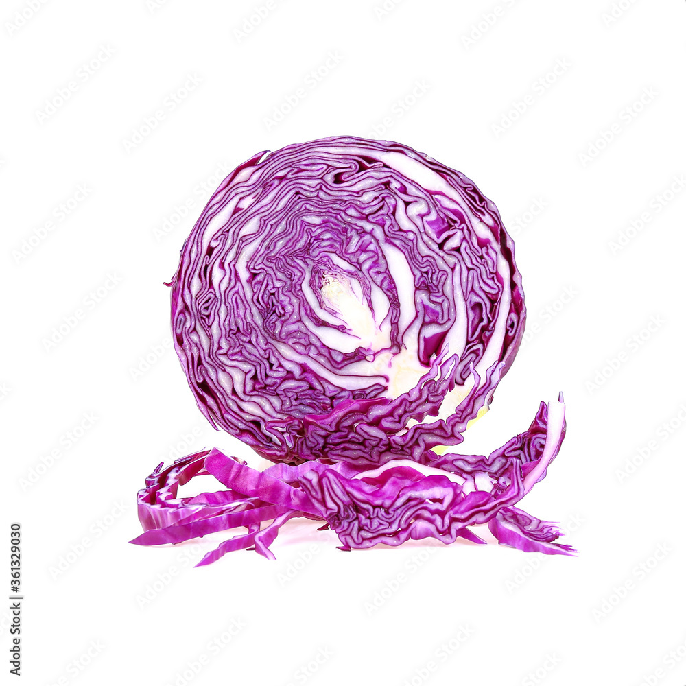 sliced of red cabbage on white background. sliced of red cabbage on white background.