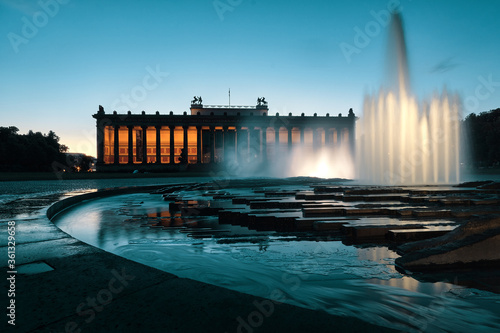 Photography Old Museum at Museum Island with fountain at night