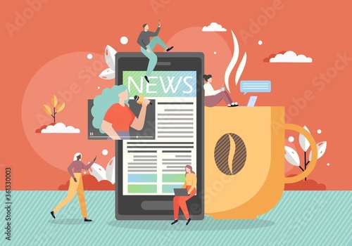 Online news, vector flat style design illustration