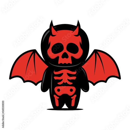 Cute little skeleton mascot design with Halloween costume