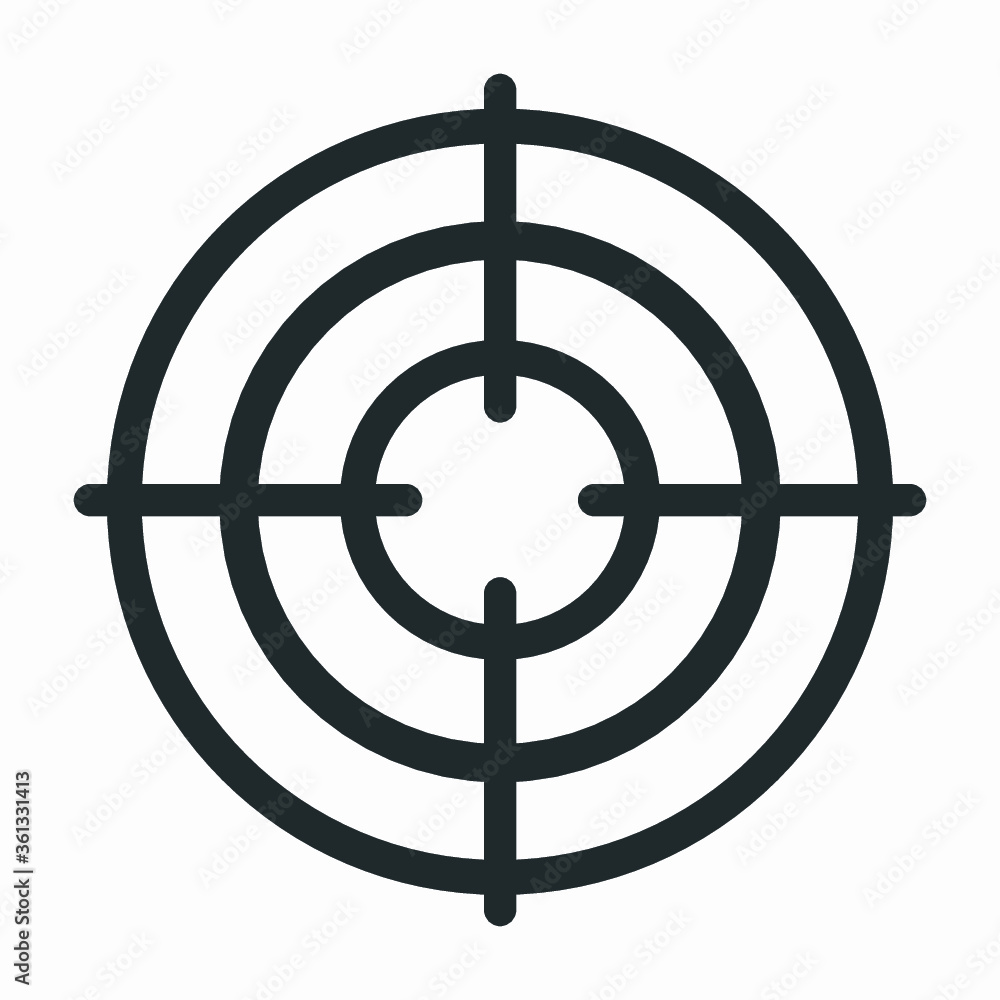 Gun target icon. Outline gun target vector icon for web design isolated on white background Gun target icon. Outline gun target vector icon for web design isolated on white background