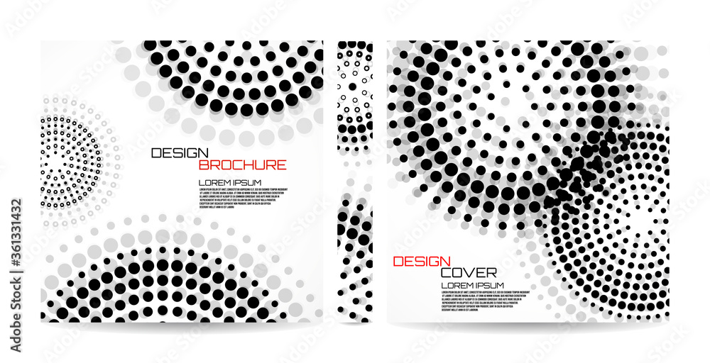 Brochure template with dotted circles. Dots in circular form. Magazine, poster, book, presentation, advertising. Abstract vector background. Cover design your text