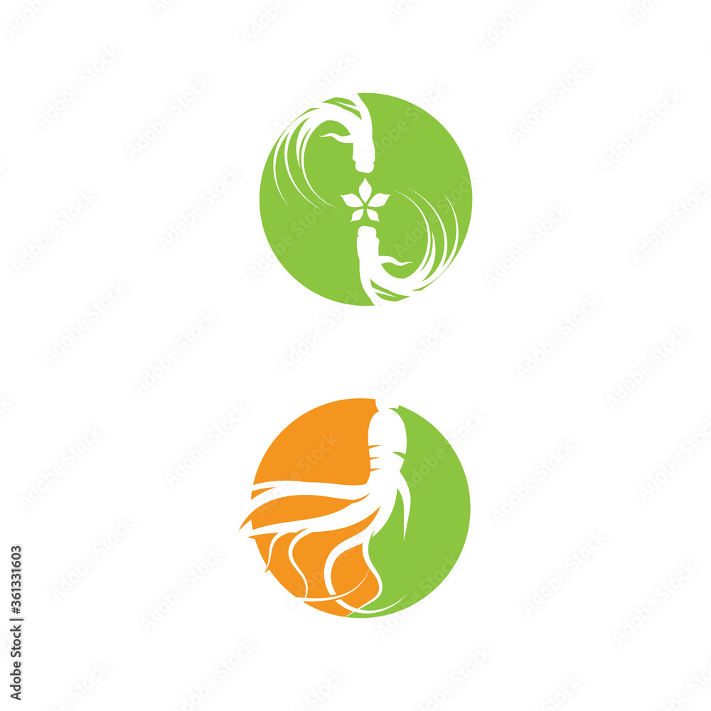 Obraz premium Ginseng Logo Template vector symbol