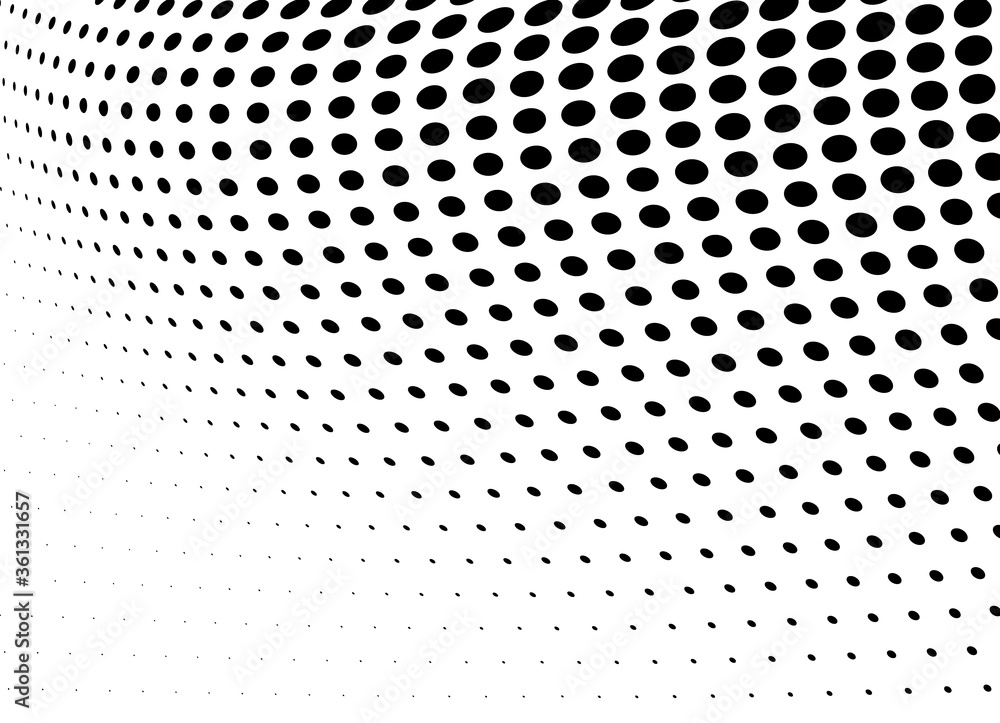 Chaotic abstract hafton background. Waves of black dots on white Chaotic abstract hafton background. Waves of black dots on white