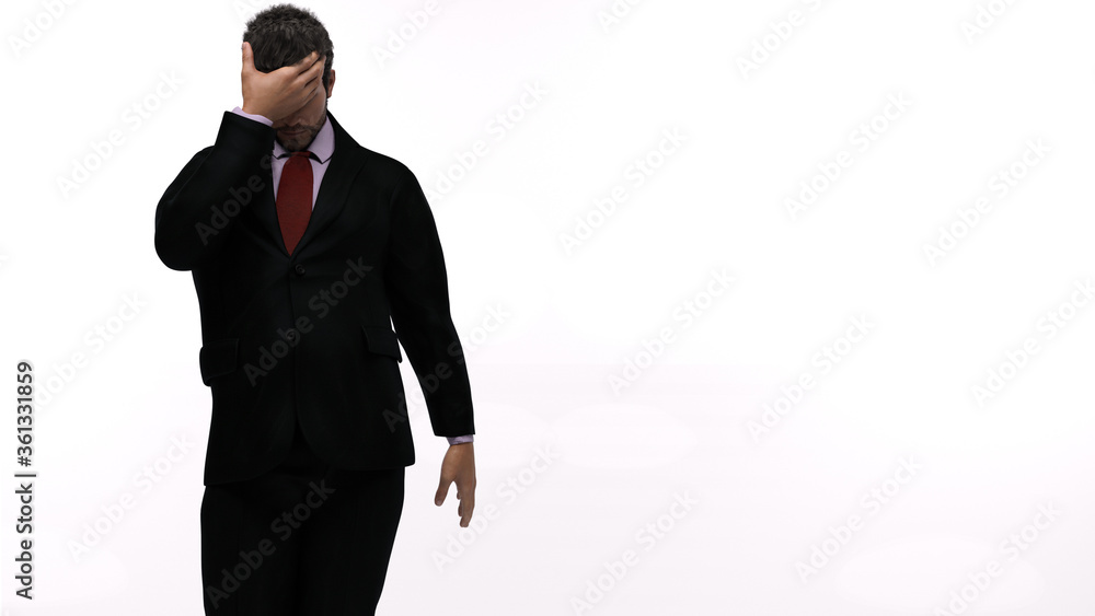 3D Rendering : A portrait of standing man wearing office uniform